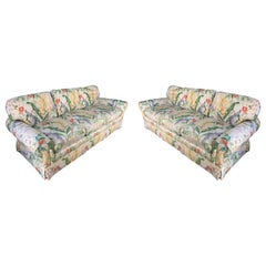 Pair of Floral Upholstered Sofas by Robb and Stucky