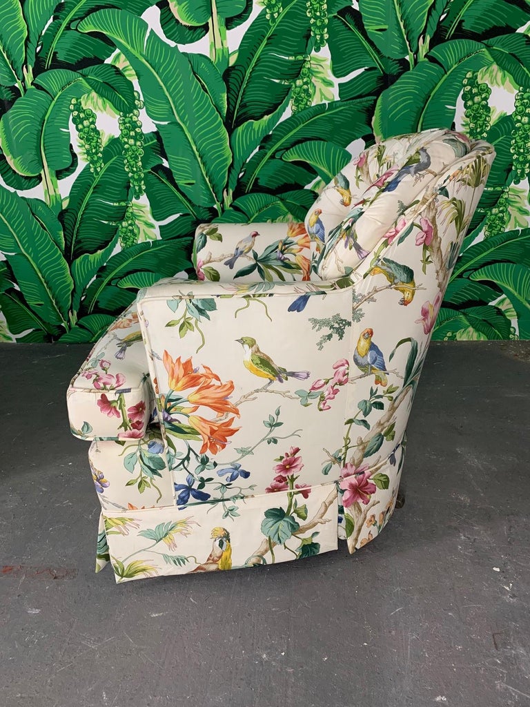 Pair of Floral Upholstered Swivel Club Chairs at 1stDibs floral swivel chair, floral club chairs