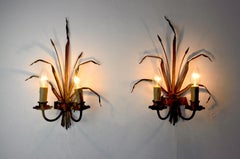 Pair of Floral Wall Lamps by Ferro Arte, Spain, circa 1960