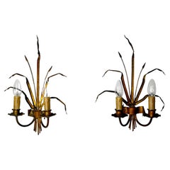 Pair of Floral Wall Lamps by Ferro Arte, Spain, circa 1960
