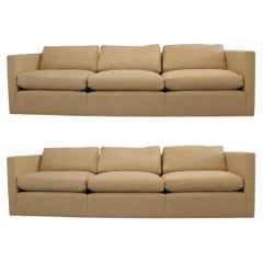 Pair of Florence Knoll Creme Boucle Sofas Mid-Century Modern Contemporary