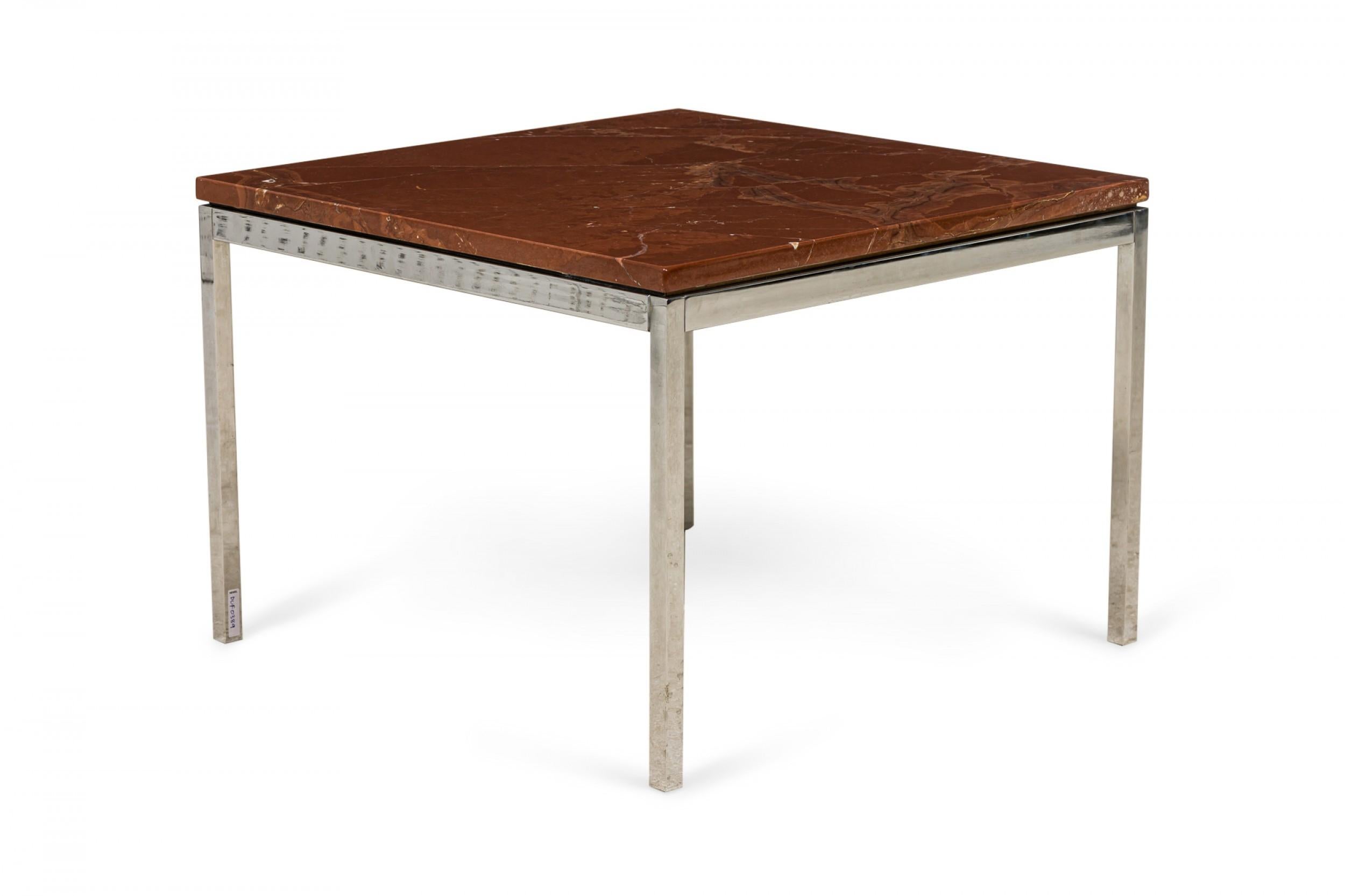 Mid-Century Modern Paire de tables d'appoint en marbre marron Florence Knoll pour Knoll International en vente