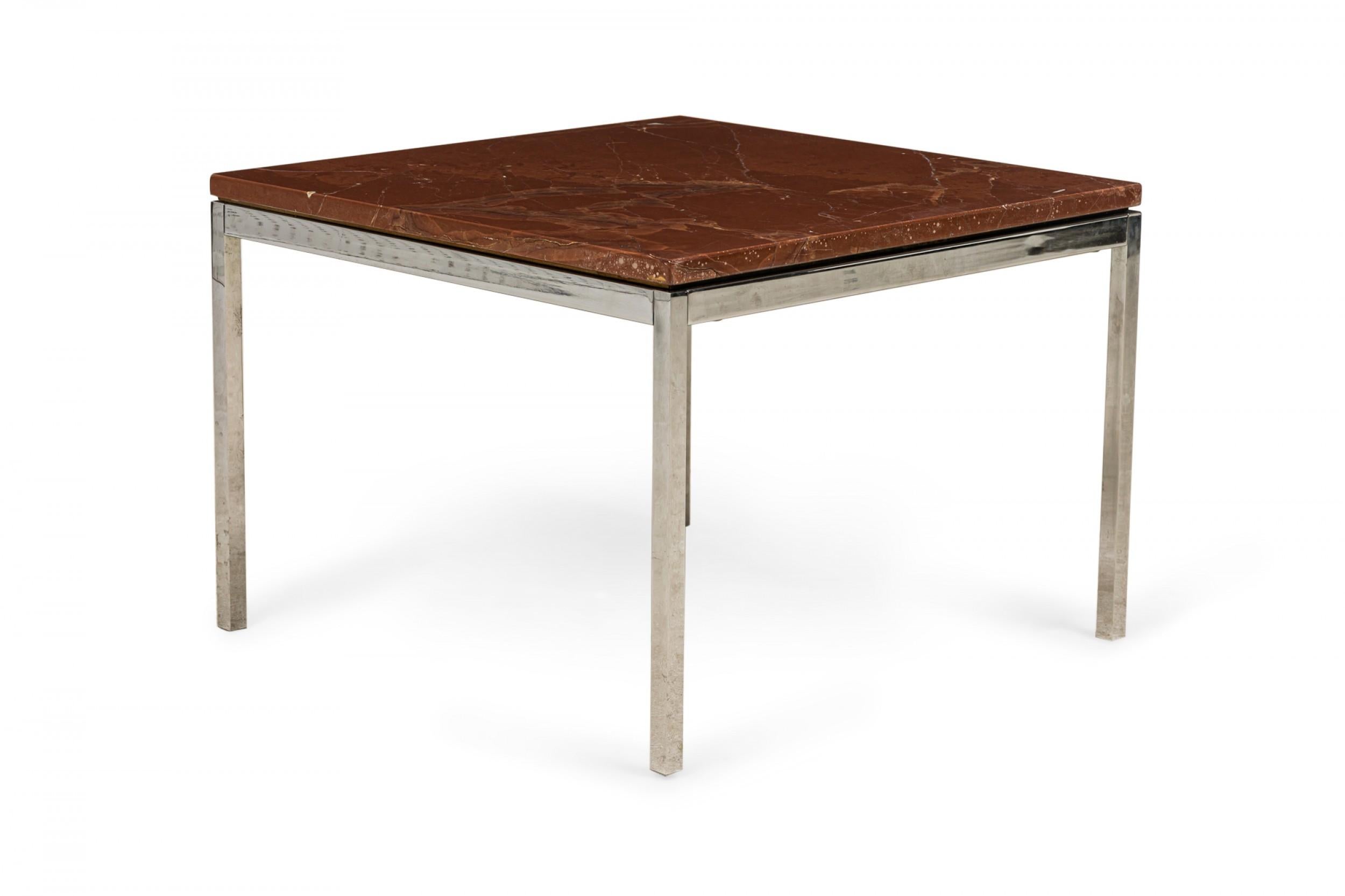 Pair of Florence Knoll for Knoll International Brown Marble End / Side Tables In Good Condition For Sale In New York, NY