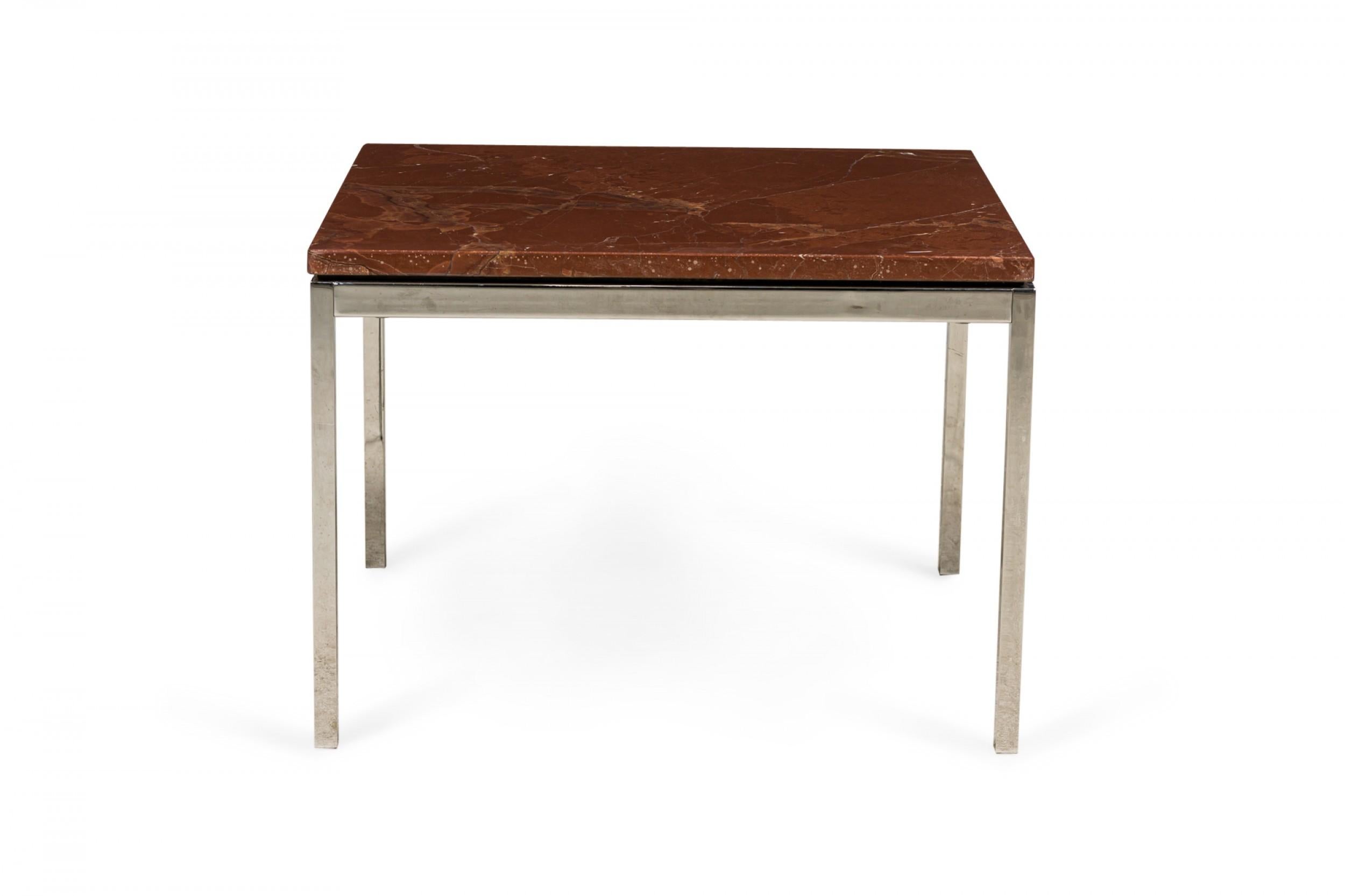 Pareja de mesas auxiliares de mármol marrón Florence Knoll para Knoll International siglo XX en venta