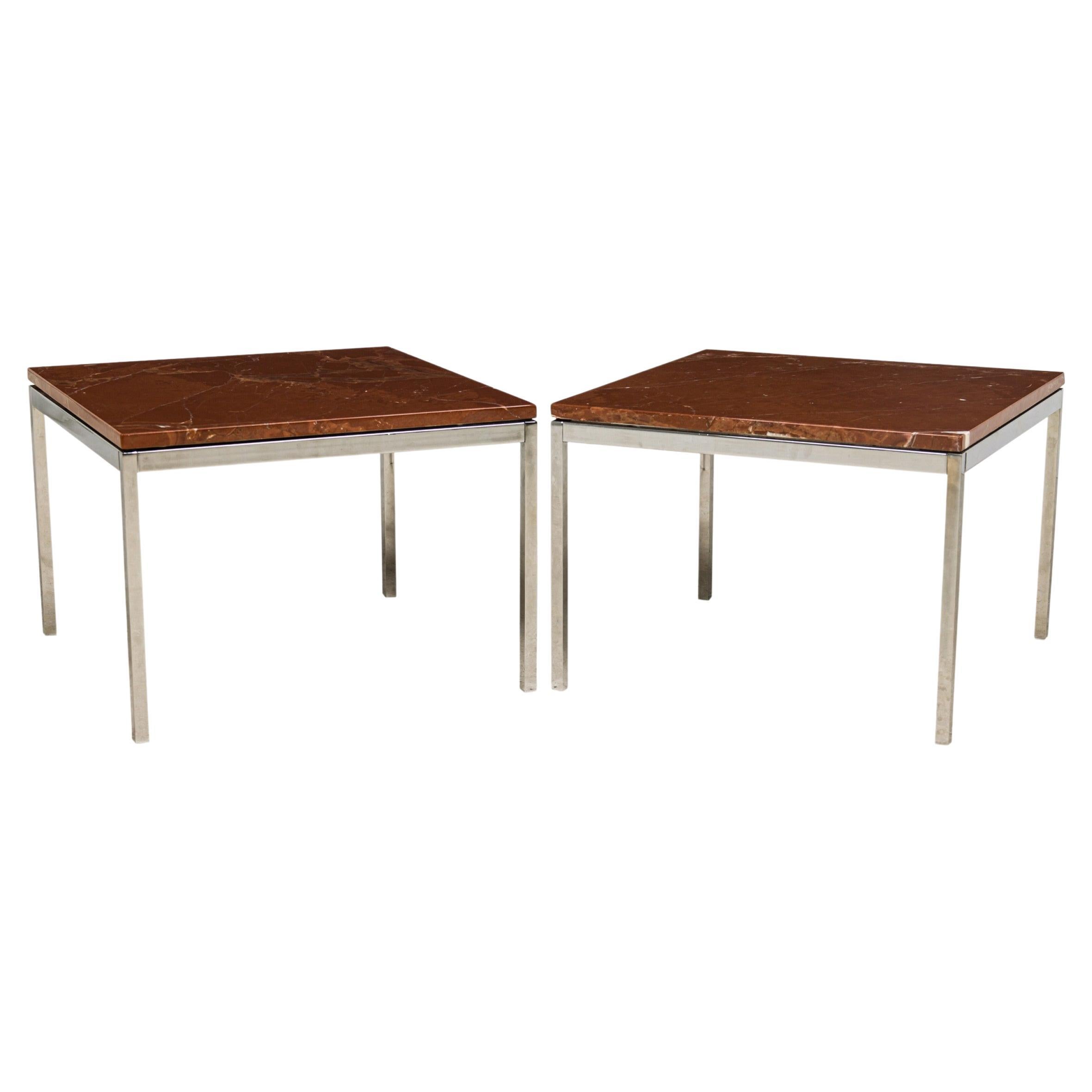 Pair of Florence Knoll for Knoll International Brown Marble End / Side Tables