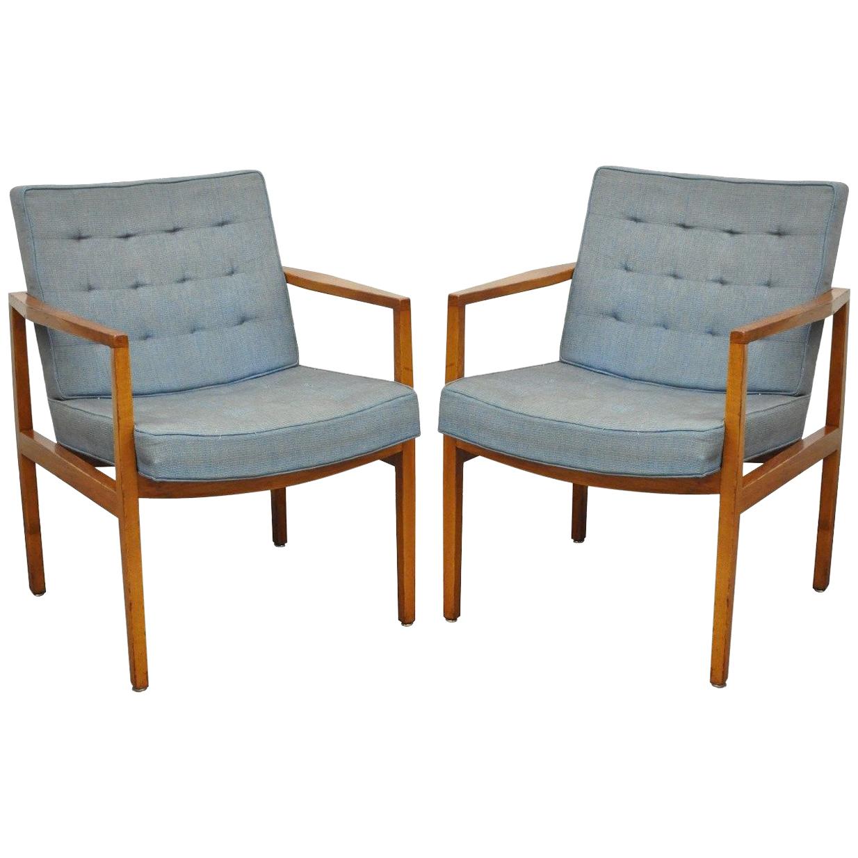 Pair of Florence Knoll International Mid-Century Modern Lounge Armchairs