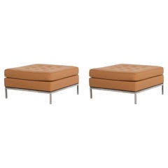 Pair of Florence Knoll Leather Ottomans 1965