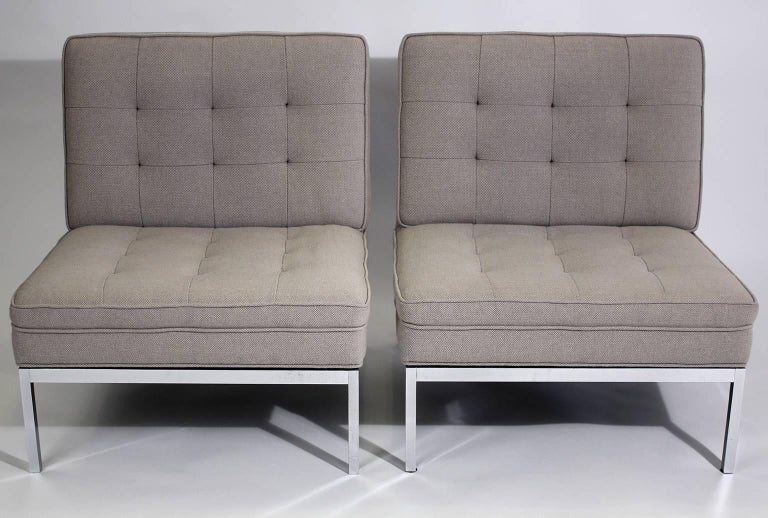 Pair of Florence Knoll Living Room Model 65 Chrome Lounge Chairs at 1stDibs
