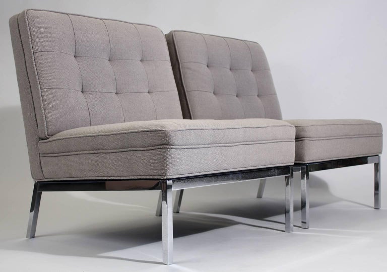 Pair of Florence Knoll Living Room Model 65 Chrome Lounge Chairs at 1stDibs