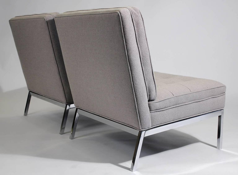 Pair of Florence Knoll Living Room Model 65 Chrome Lounge Chairs at 1stDibs