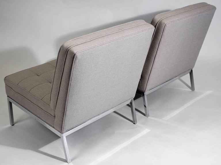 Pair of Florence Knoll Living Room Model 65 Chrome Lounge Chairs at 1stDibs