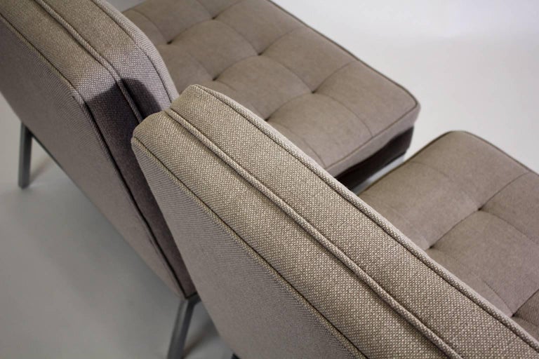 Pair of Florence Knoll Living Room Model 65 Chrome Lounge Chairs at 1stDibs