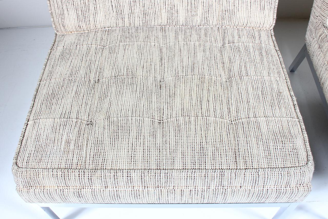 Paar Florence Knoll-Sessel ohne Armlehne aus Chrom, Modell 65, 1973 (Stoff) im Angebot