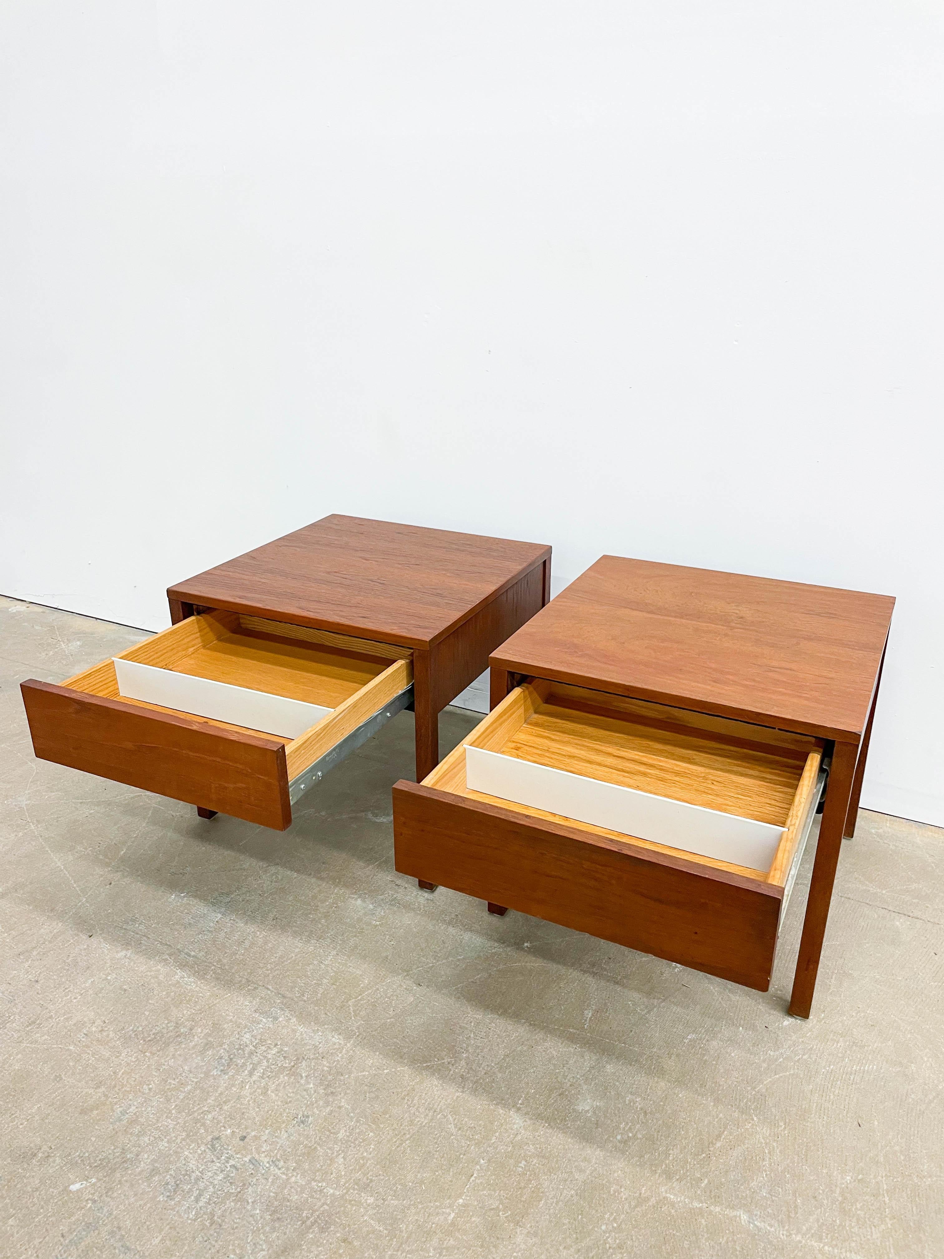 Pair of Florence Knoll Teak Nightstands 1