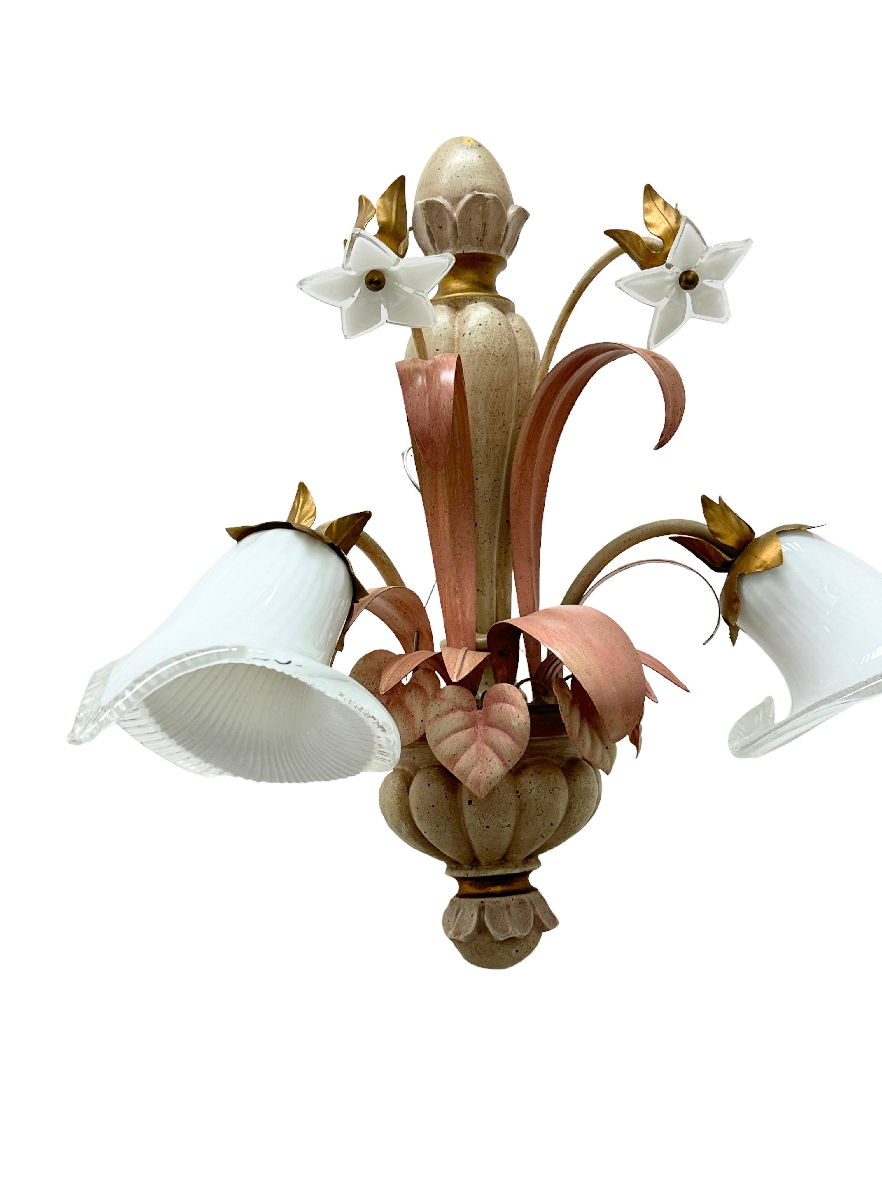Pair of Florentine Baroque Style Polychrome Wood 2 Light Sconces by Eglo Austria For Sale 7