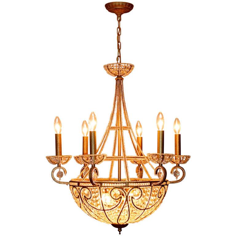 Pair of Florentine Beaded Gilt Metal and Crystal Sconces For Sale 10