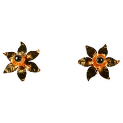 Pair of Florentine Flower Shape Wall Lamps by Hans Kögl, Germany, 1950s