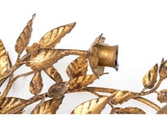 Pair Of Florentine Gilt Metal Floral Sconces