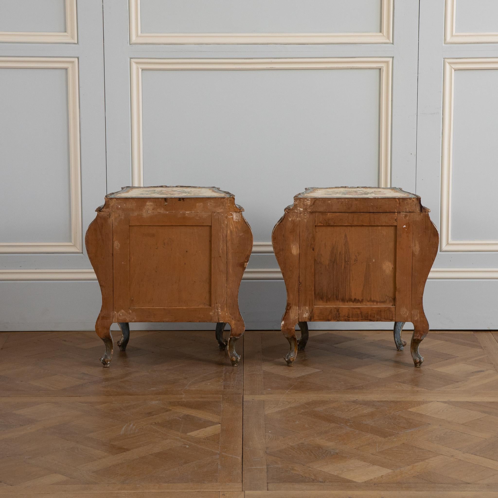 Hand-Painted Pair of Florentine Rococo Bedside Tables 'Night Stands'