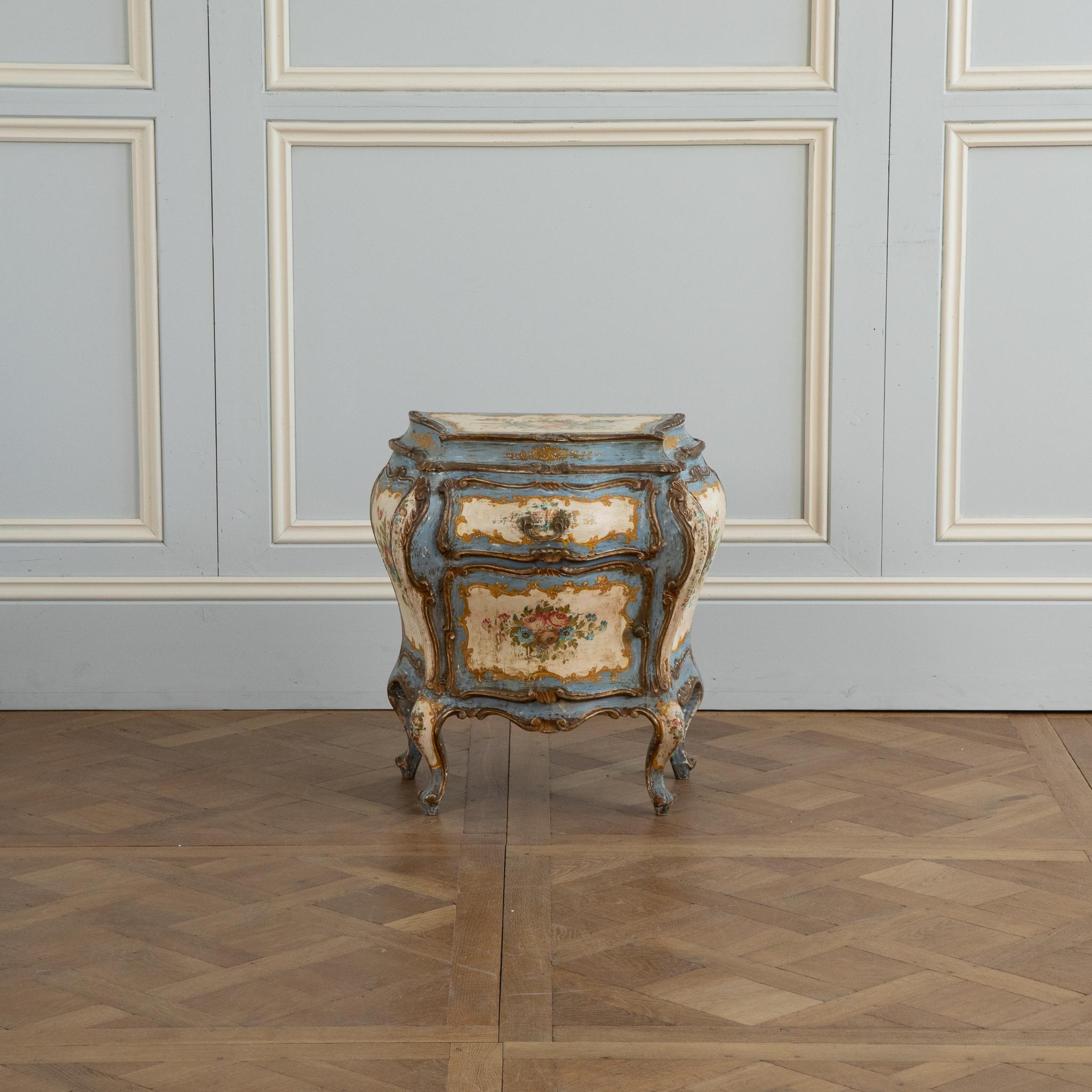 Wood Pair of Florentine Rococo Bedside Tables 'Night Stands'