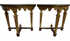 Pair of Florentine Style Carved and Painted Consoles, Italian, 18th Century