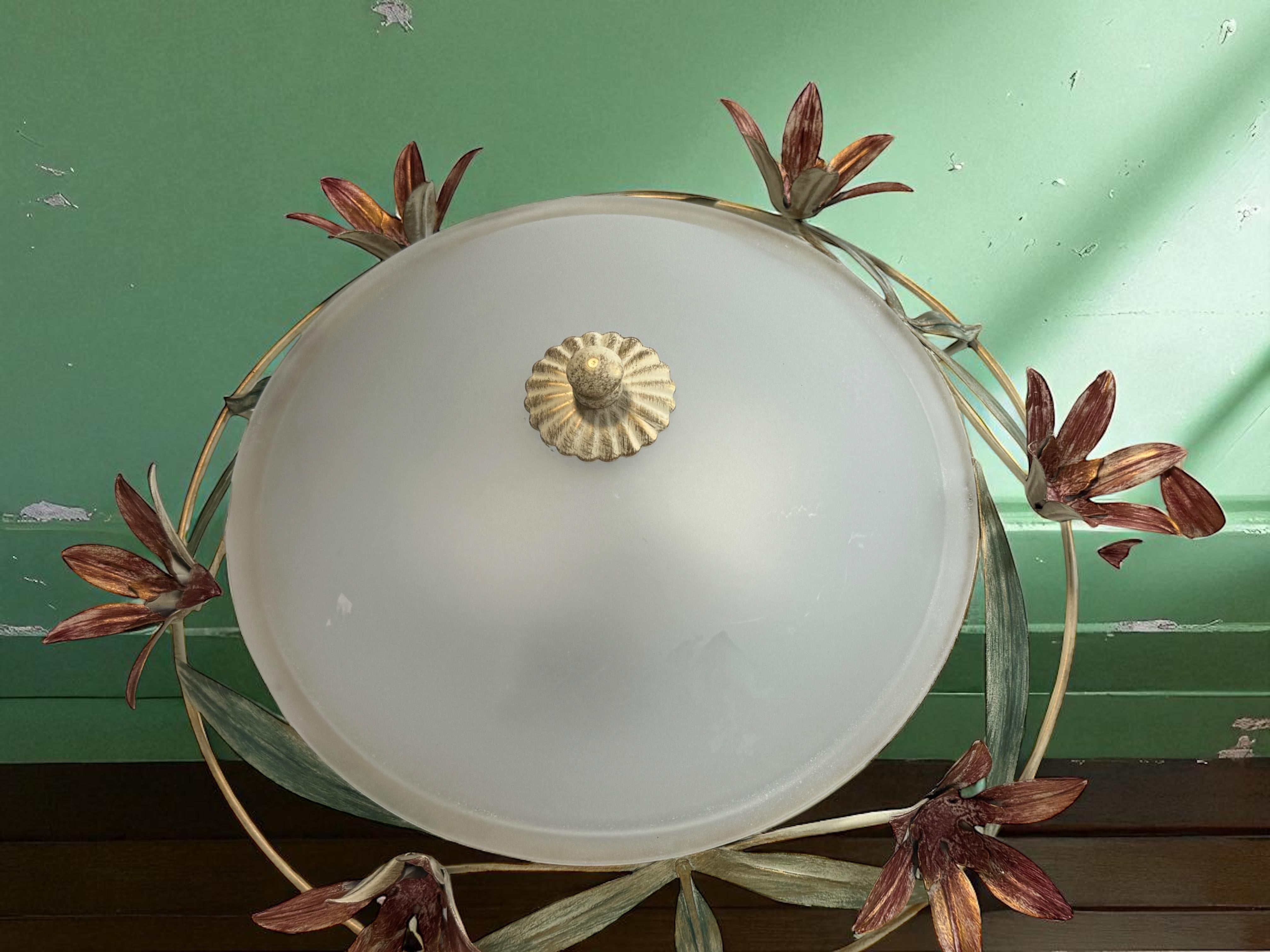 Paire de plafonniers encastrés en verre de Murano de style Florentine, Italie, années 1980 en vente 5