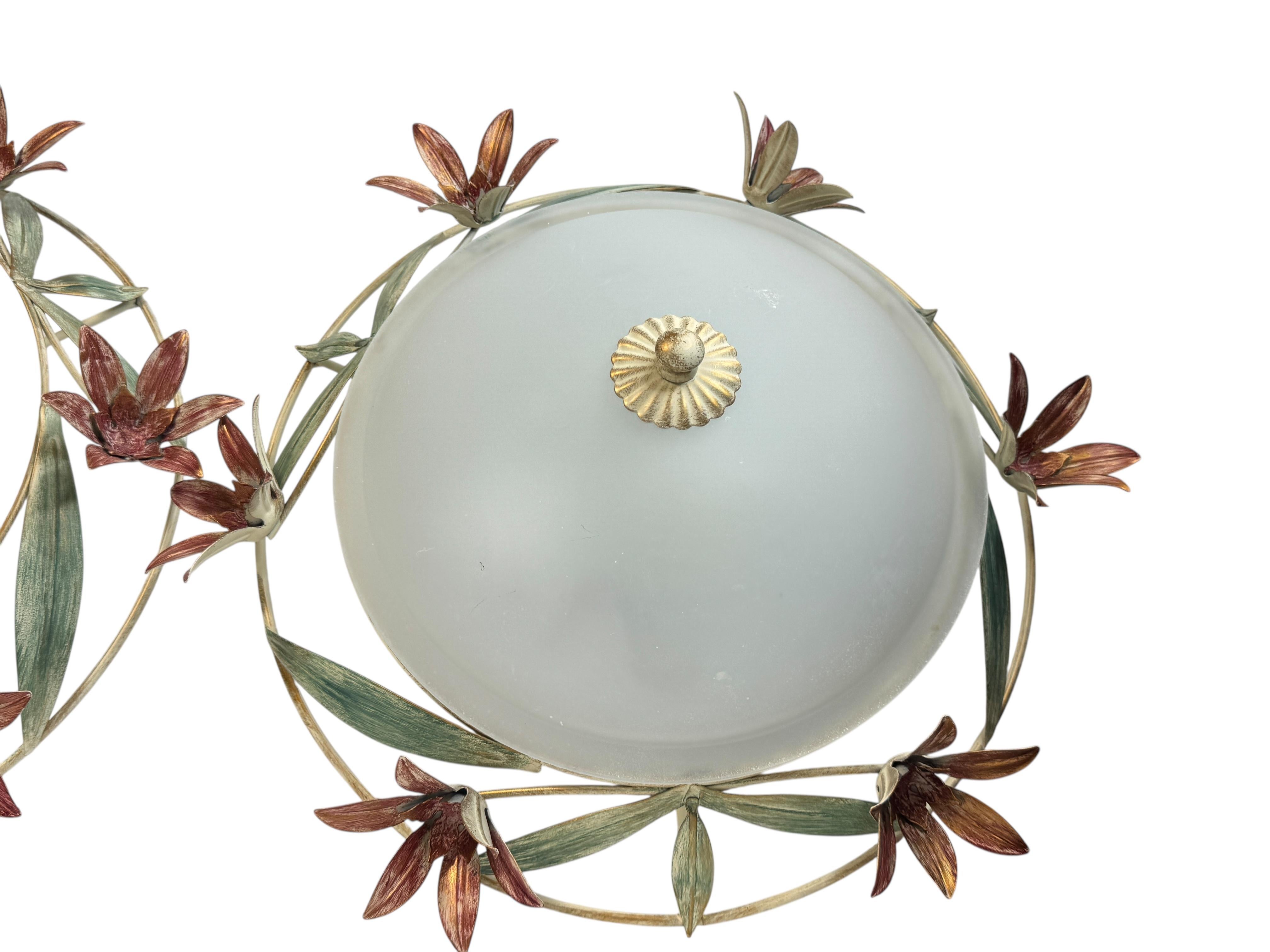 Paire de plafonniers encastrés en verre de Murano de style Florentine, Italie, années 1980 Bon état - En vente à Nuernberg, DE