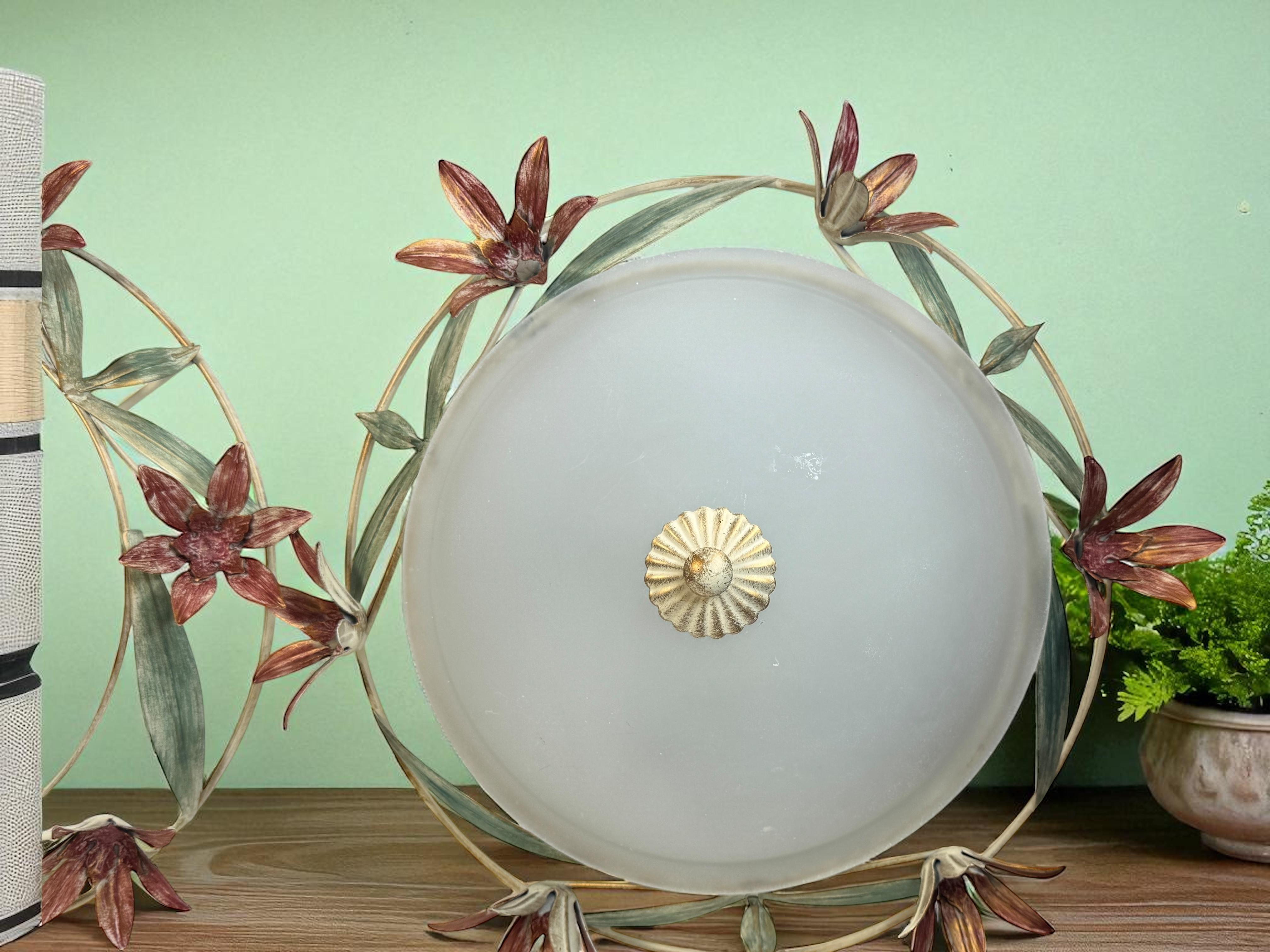 Métal Paire de plafonniers encastrés en verre de Murano de style Florentine, Italie, années 1980 en vente