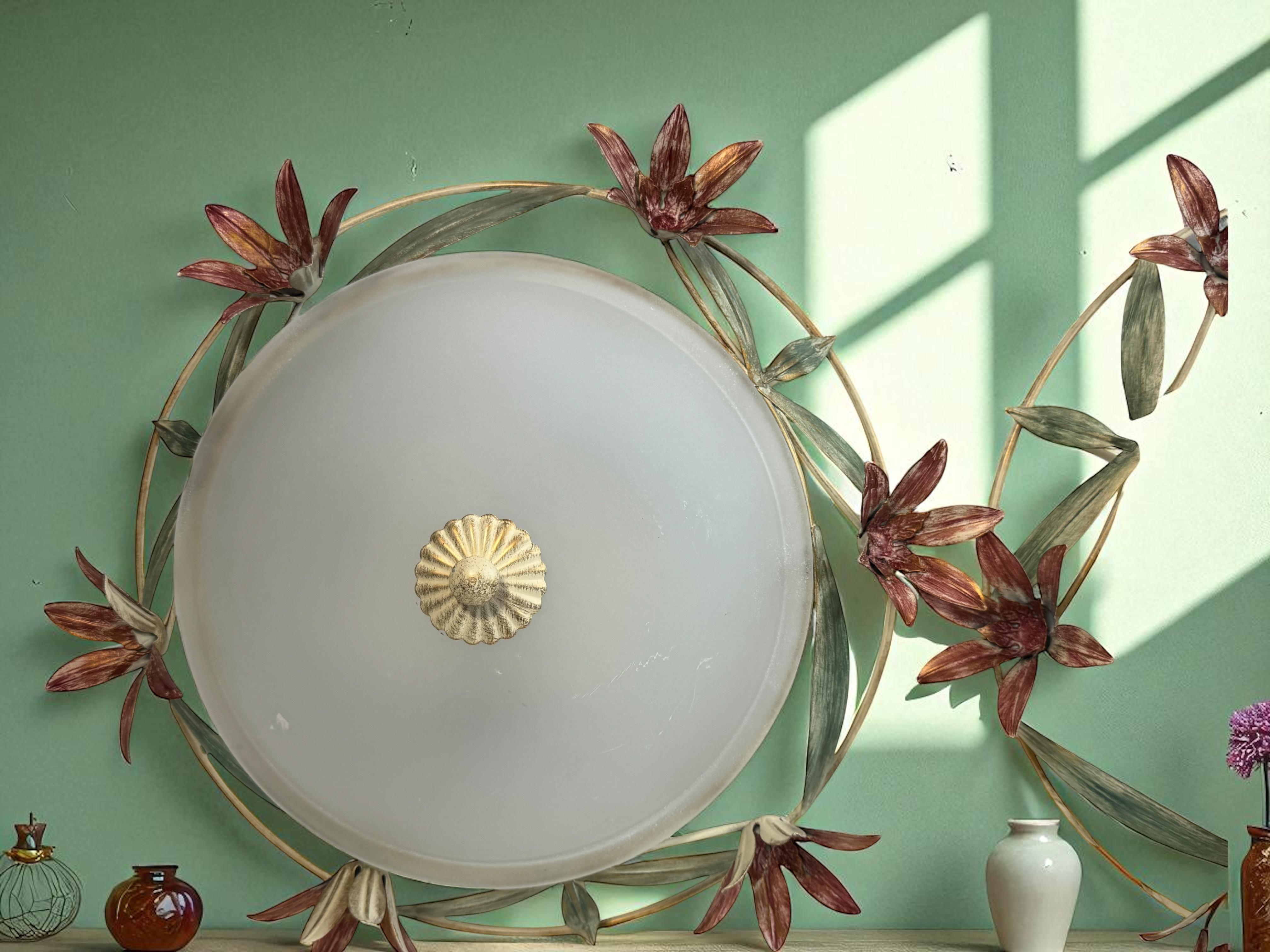 Paire de plafonniers encastrés en verre de Murano de style Florentine, Italie, années 1980 en vente 1