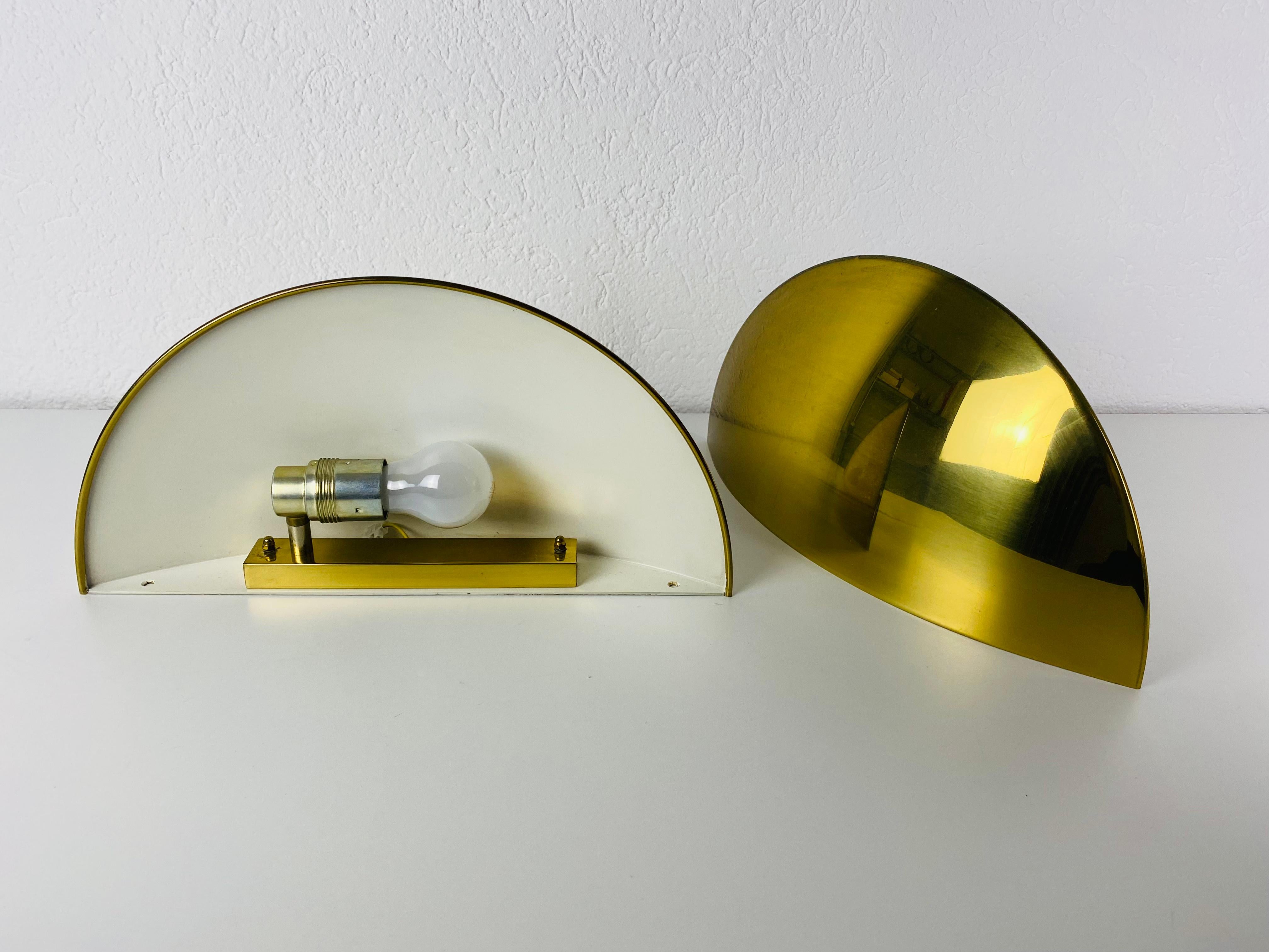 Mid-Century Modern Pair of Florian Schulz Midcentury Brass Wall Lamps, 1960s For Sale
