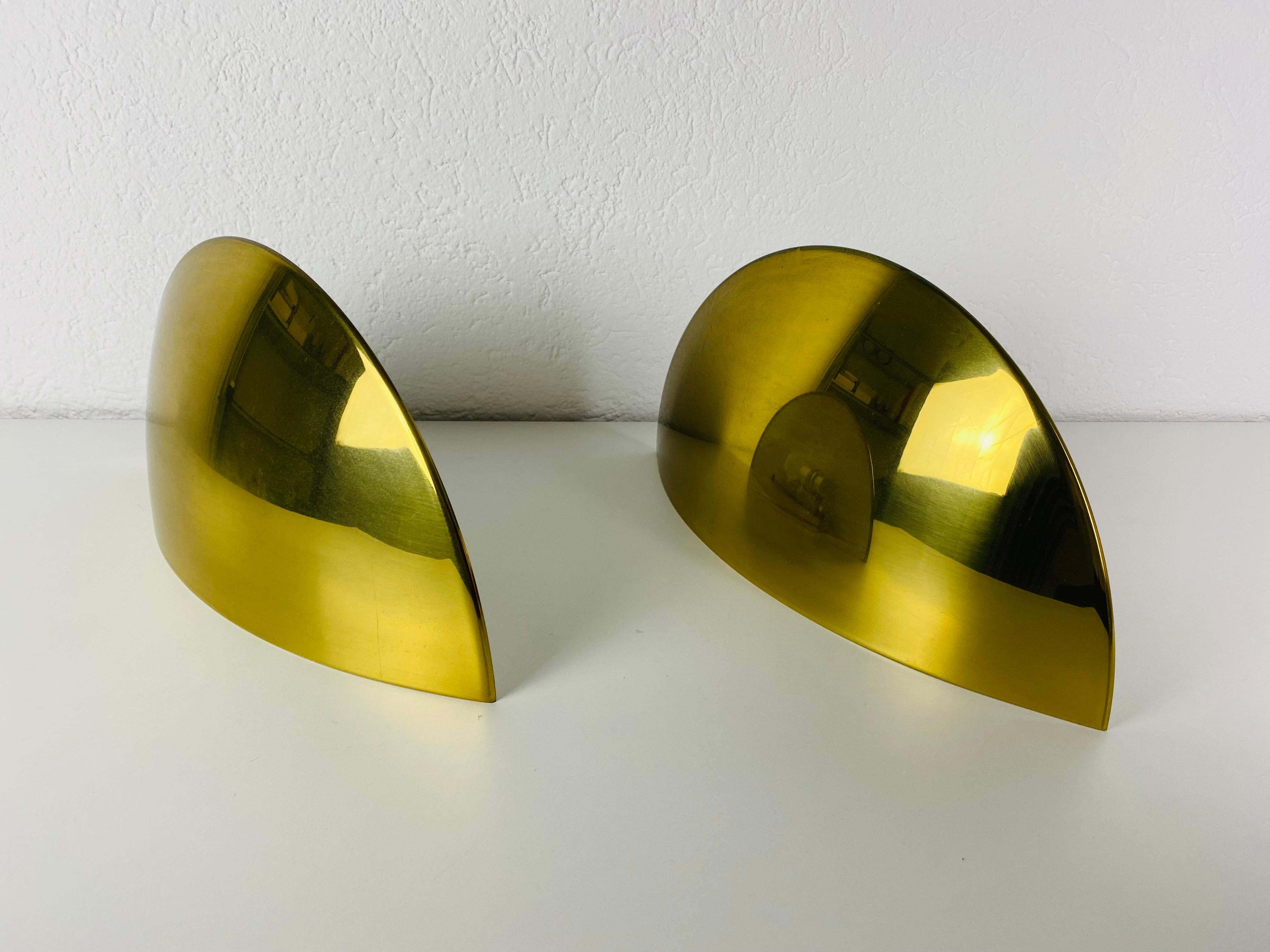 German Pair of Florian Schulz Midcentury Brass Wall Lamps, 1960s For Sale