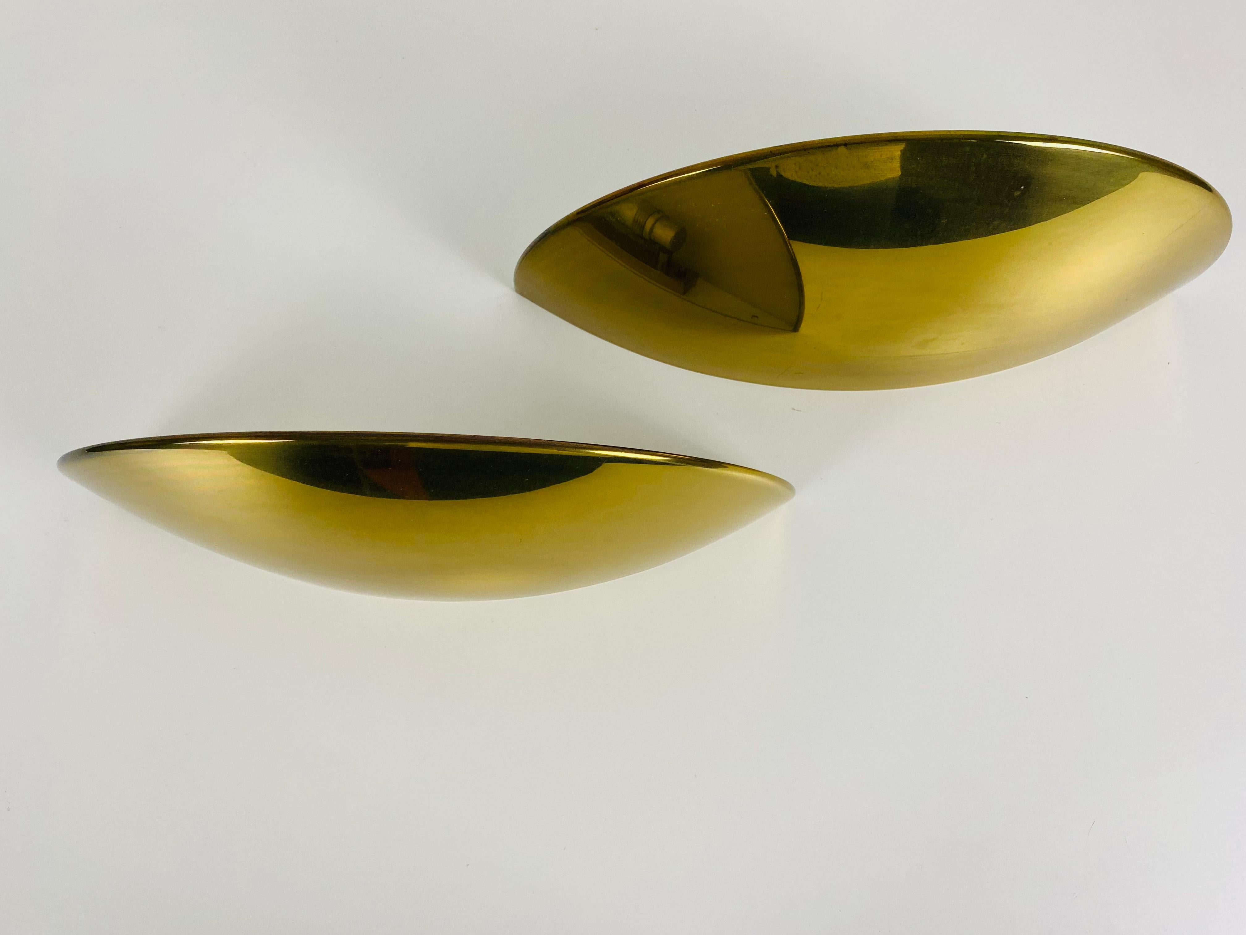 Pair of Florian Schulz Midcentury Brass Wall Lamps, 1960s For Sale 1