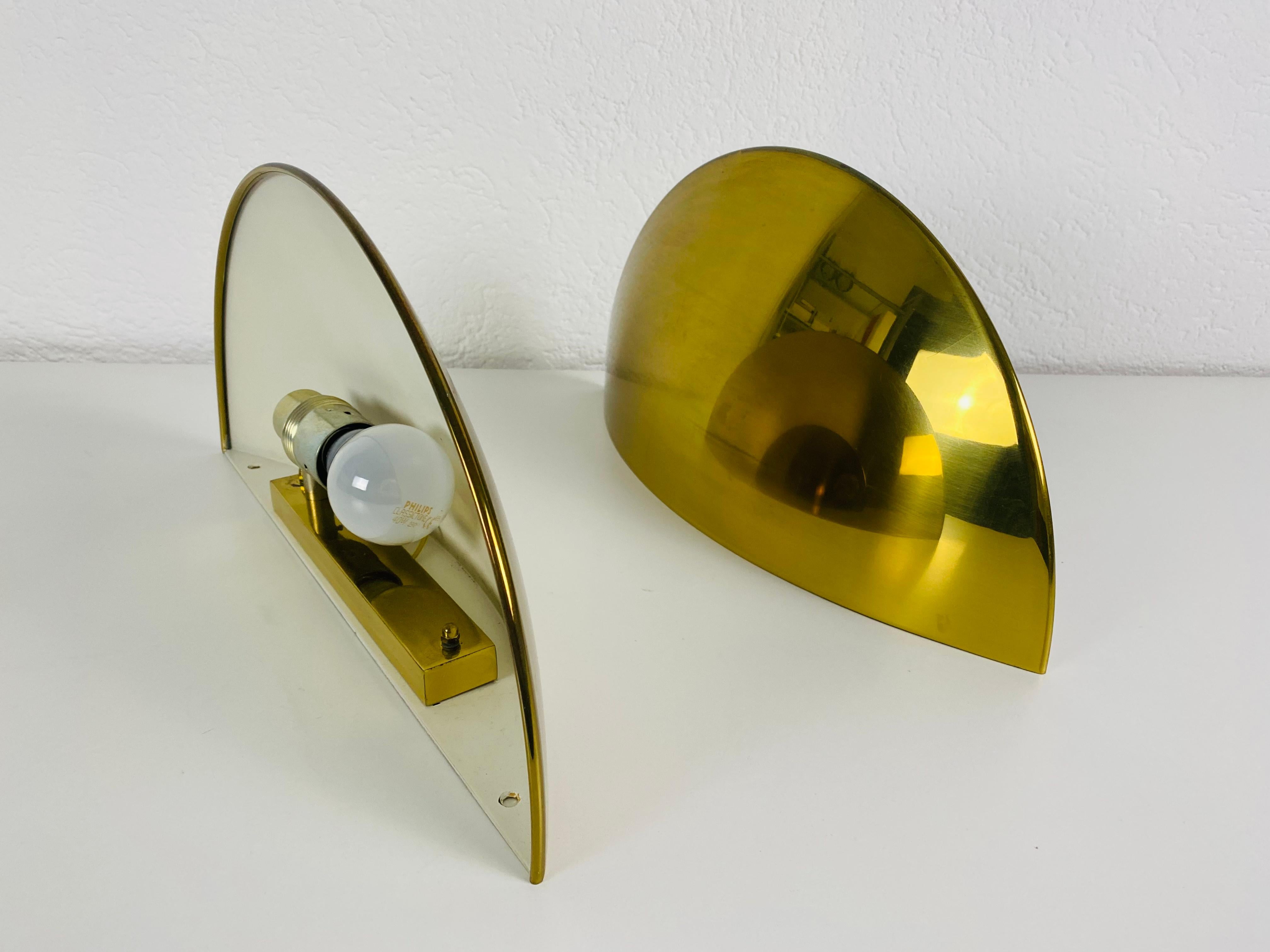 Pair of Florian Schulz Midcentury Brass Wall Lamps, 1960s For Sale 2