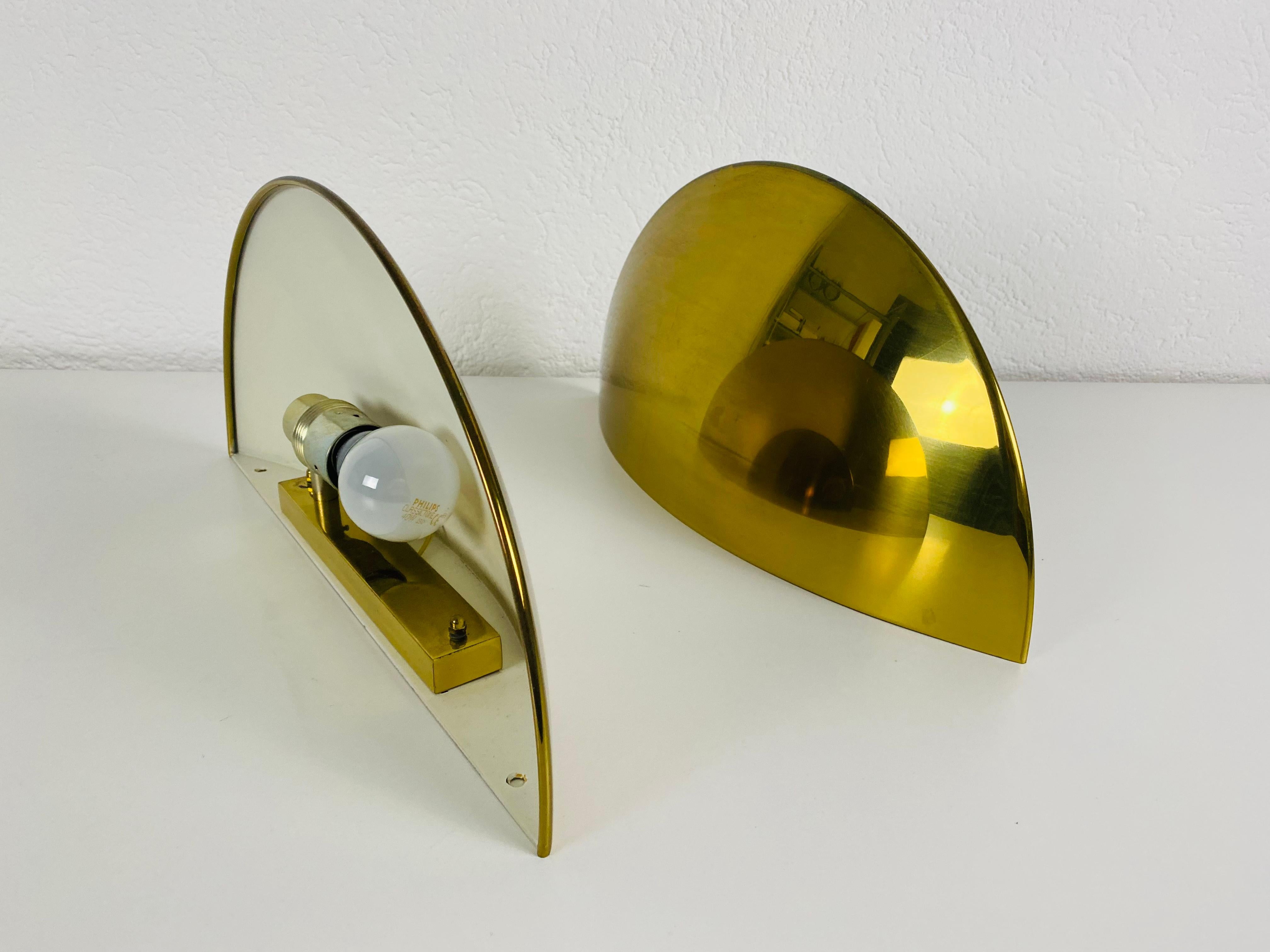 Pair of Florian Schulz Midcentury Brass Wall Lamps, 1960s For Sale 3