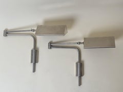 Pair of Florian Schulz Nickel Adjustable Wall Lights, Germany, March 1993