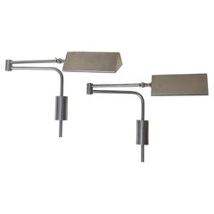 Pair of Florian Schulz Nickel Adjustable Wall Lights, Germany, March 1993