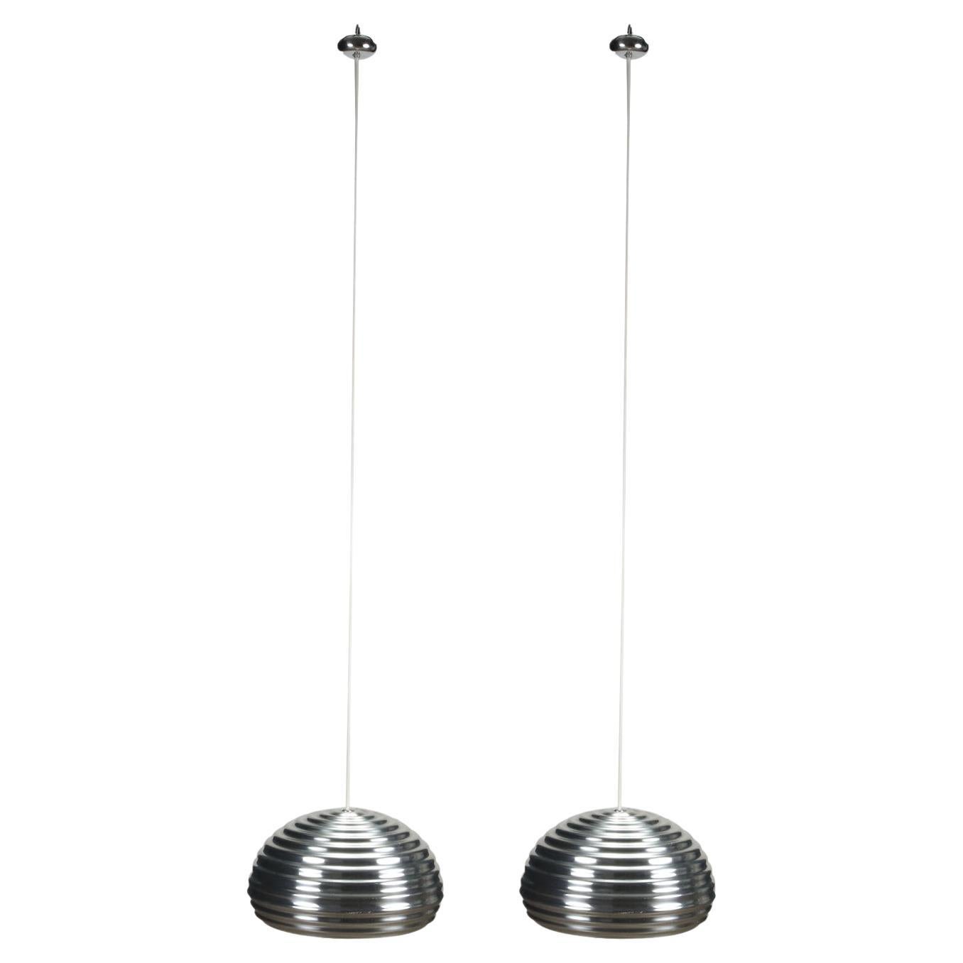 Pair of Flos Splügen Bräu Ceiling Lamps Alluminium Italy 1970s