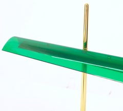 Pair of Floss Goldman Table Lamps Emerald Green Glass Shades Brass