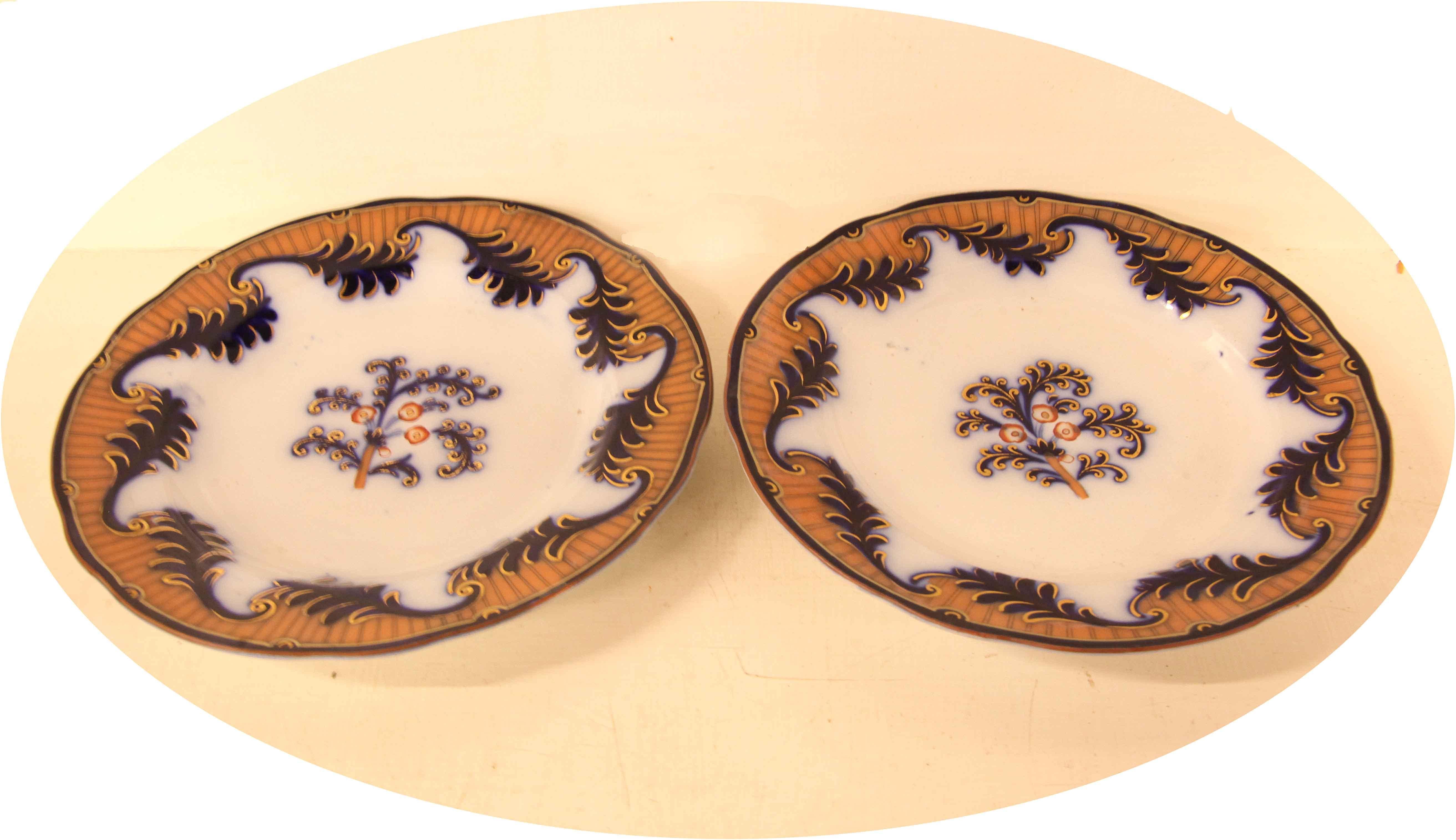 Pair of Flow Blue Staffordshire Plates For Sale 3