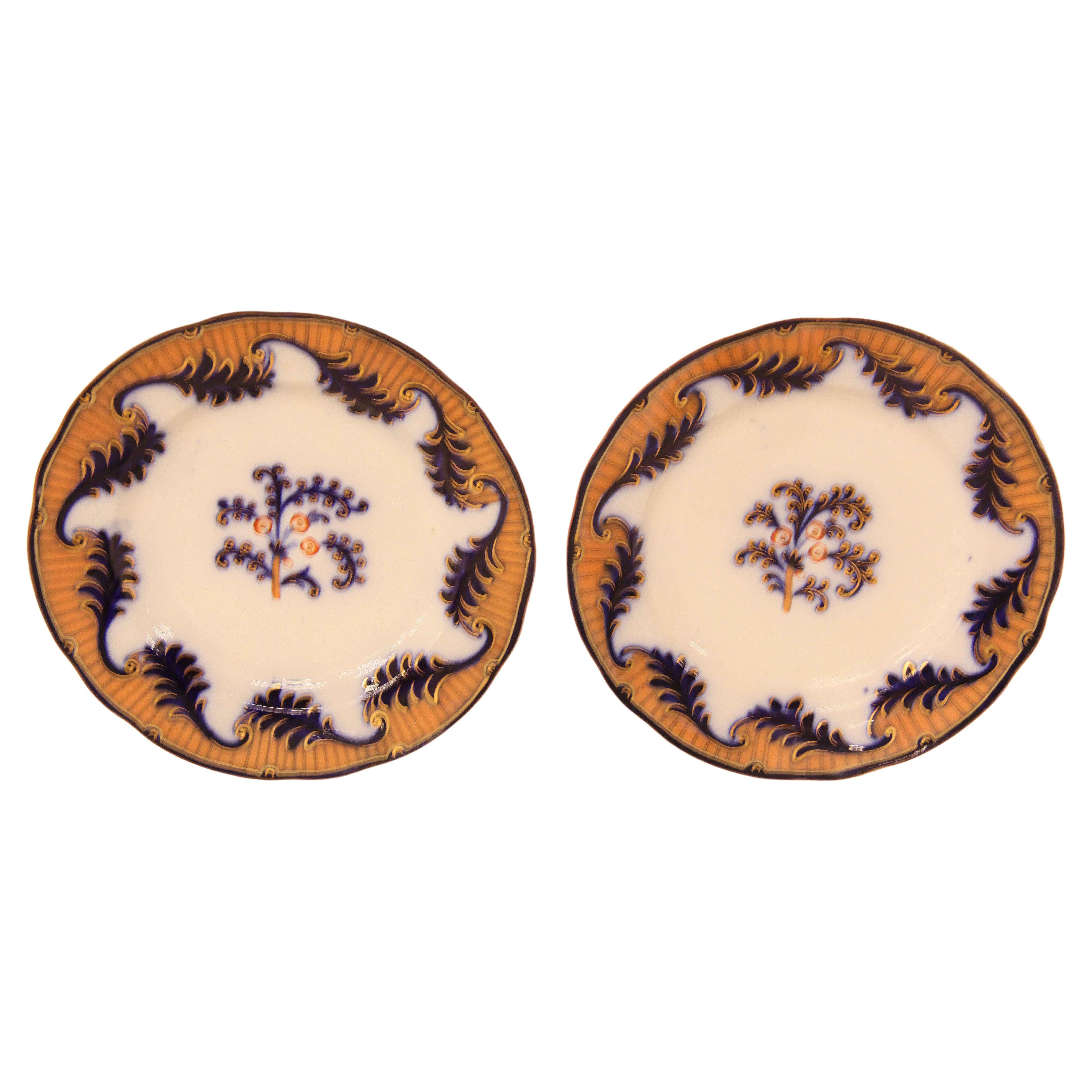 Pair of Flow Blue Staffordshire Plates For Sale