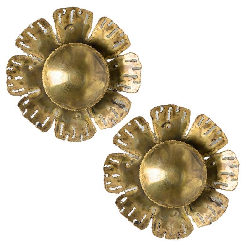 Pair of Flower Flush Mounts by Holm Sorensen, 1907