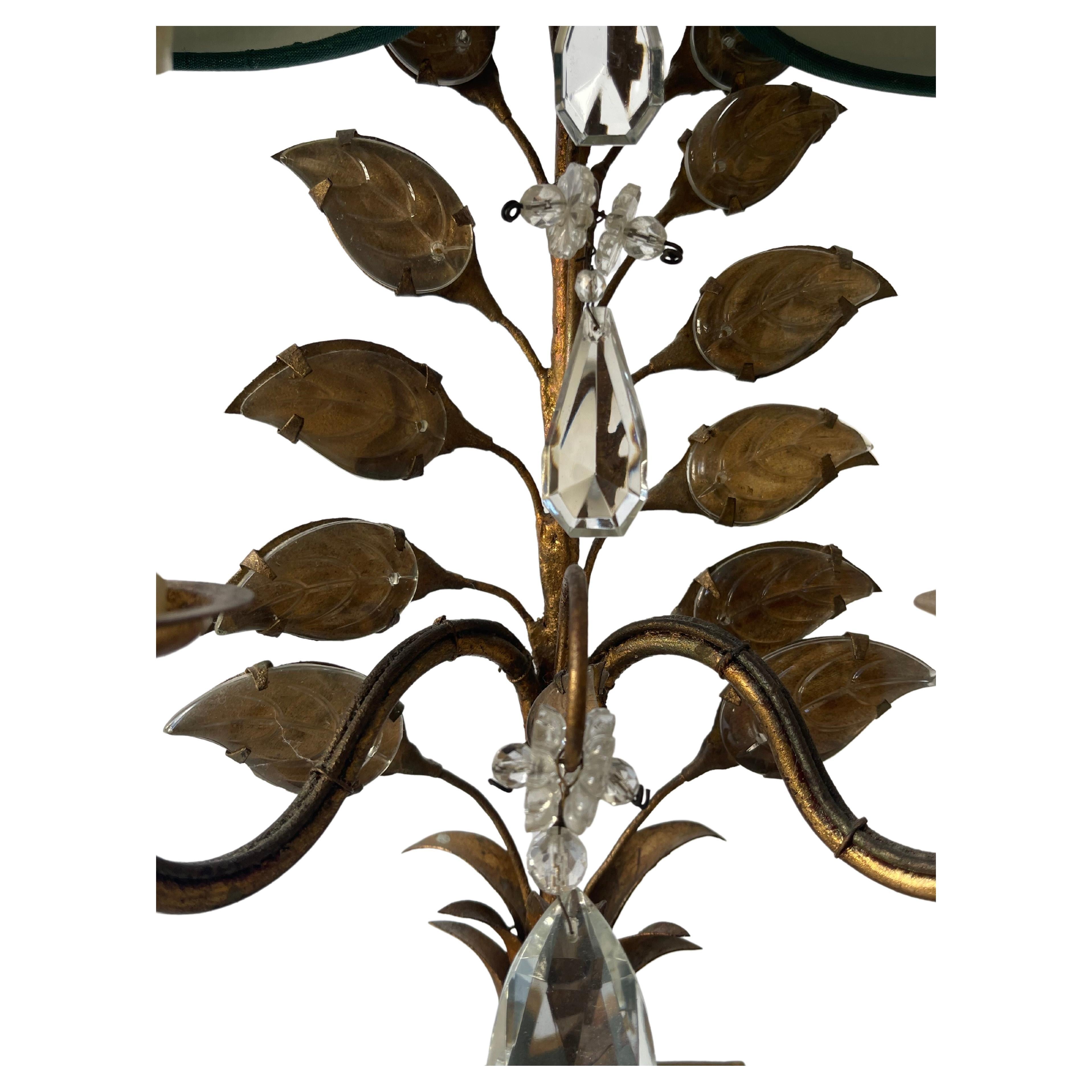 Pair of Flower Leaves Table Lamps Attr. to Maison Baguès, Paris, circa 1930s In Excellent Condition For Sale In Wiesbaden, Hessen