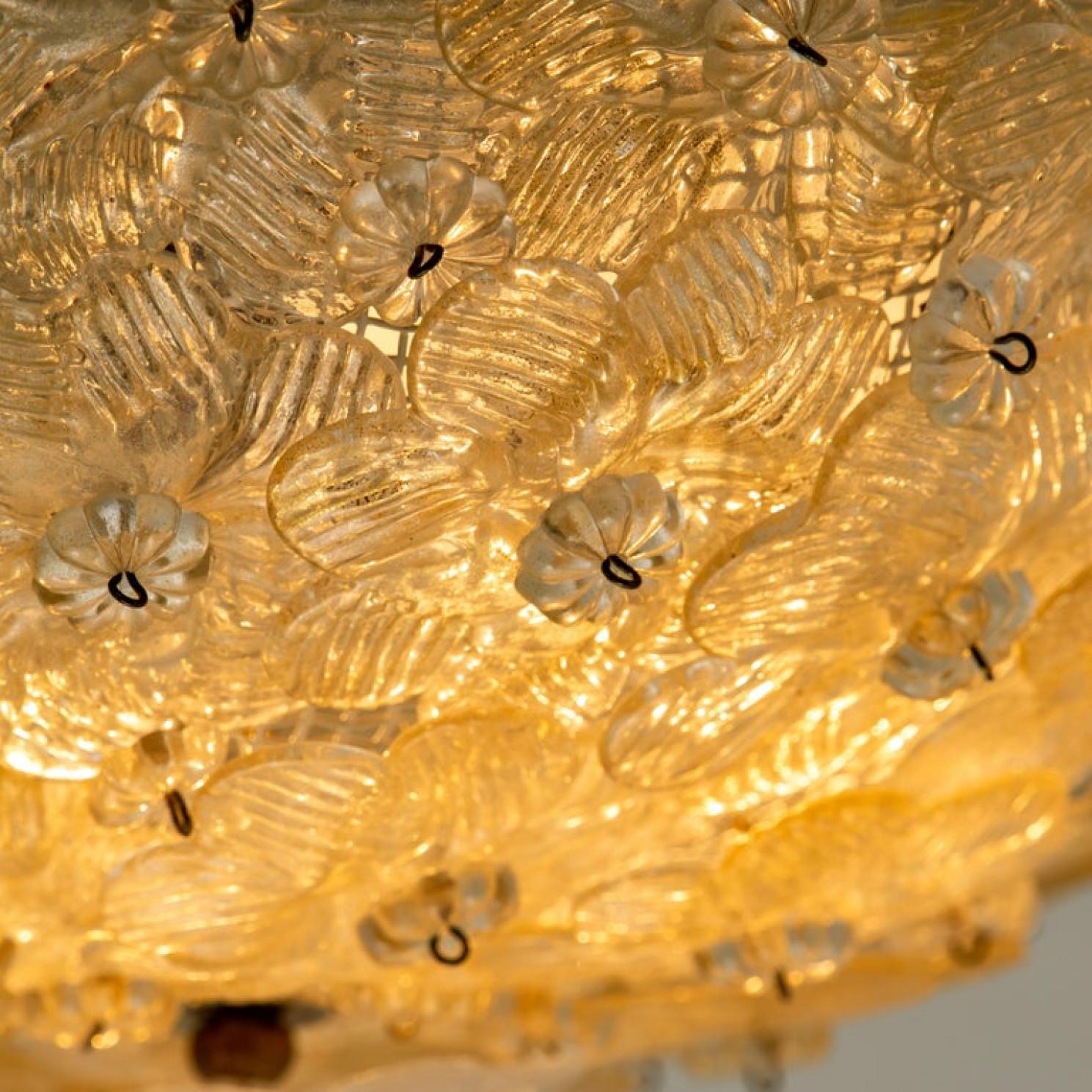 Pair of Flower Light Fixtures by Barovier & Toso, Murano, 1990s For Sale 4