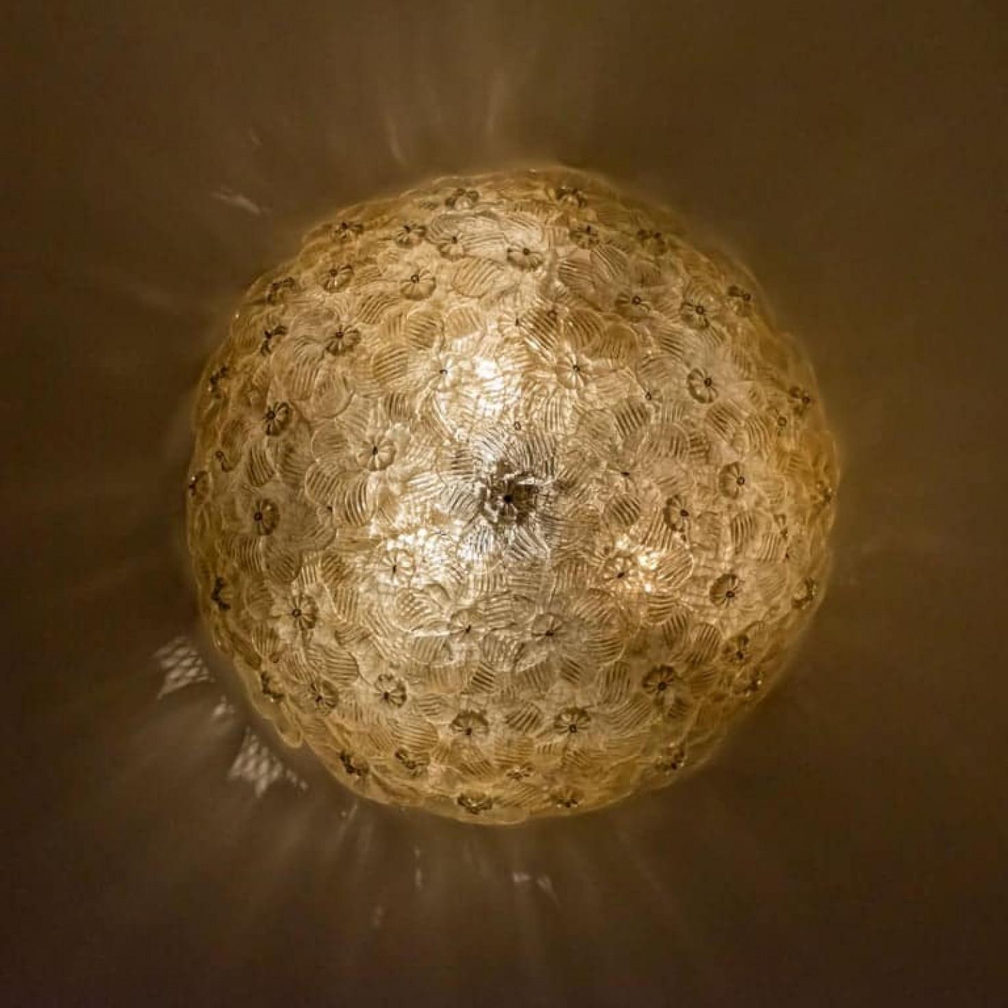 Coppia di lampade a fiore di Barovier & Toso, Murano, anni '90 in vendita 8