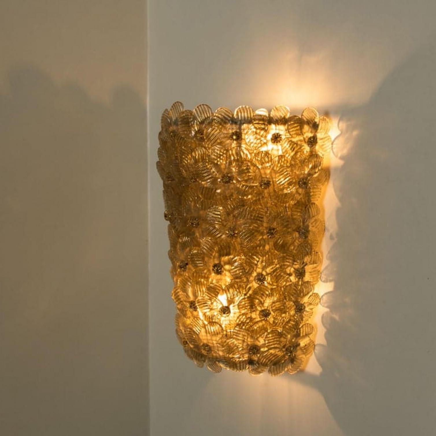 Coppia di lampade a fiore di Barovier & Toso, Murano, anni '90 in vendita 10