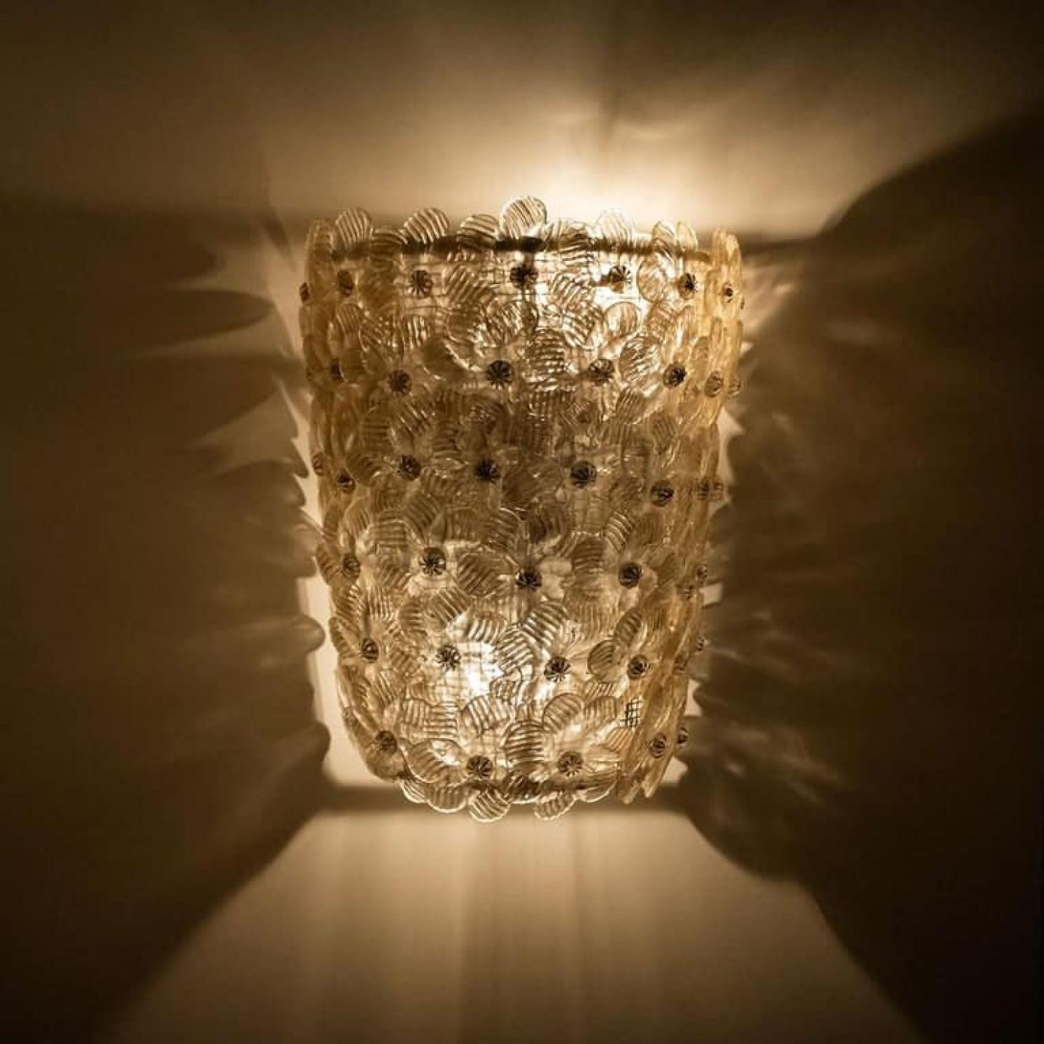 Coppia di lampade a fiore di Barovier & Toso, Murano, anni '90 in vendita 11