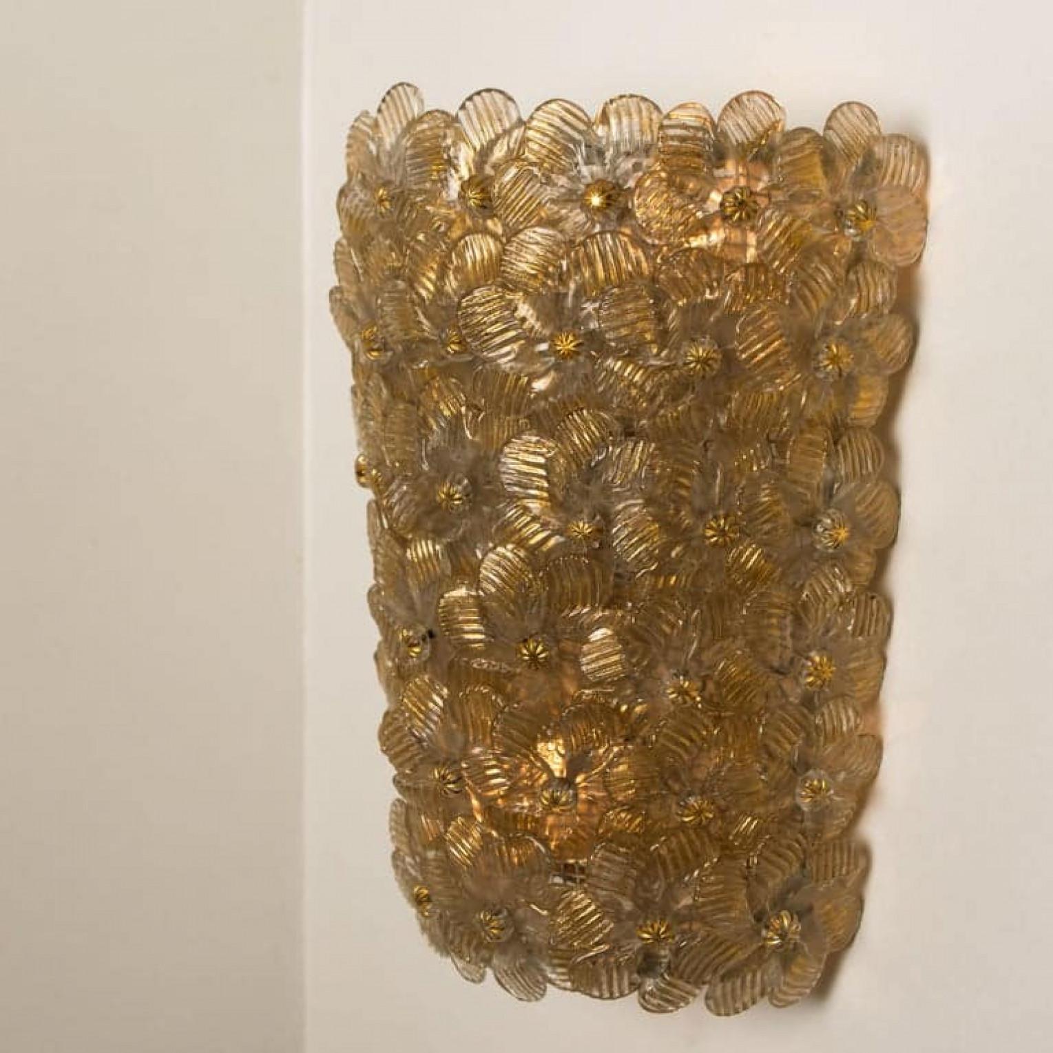 Dipinto Coppia di lampade a fiore di Barovier & Toso, Murano, anni '90 in vendita