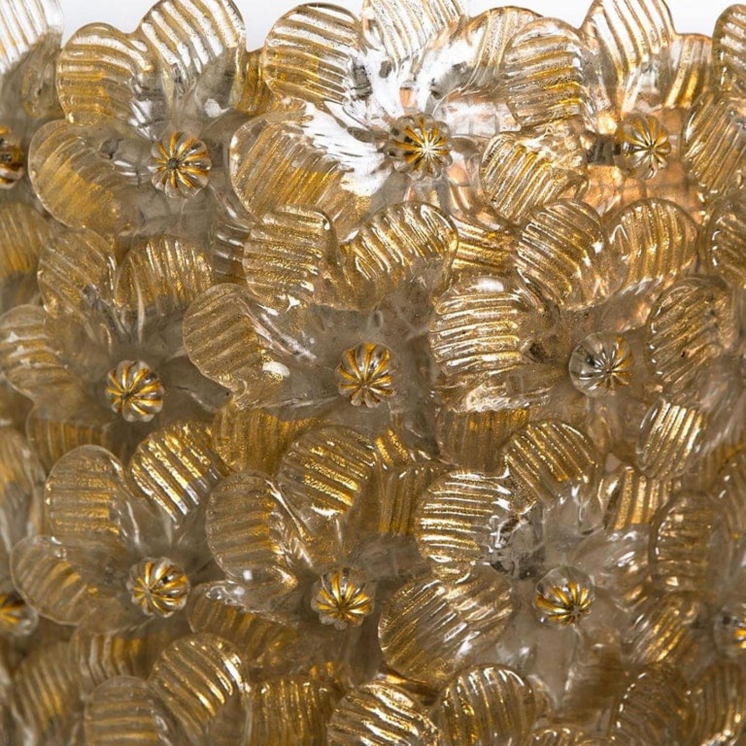 Metallo Coppia di lampade a fiore di Barovier & Toso, Murano, anni '90 in vendita