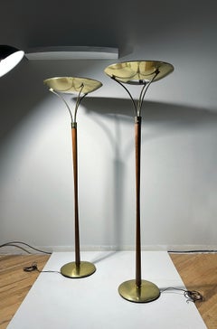 Pair of Flower Like Vintage Gerald Thurston Torchiere Floor Lamps