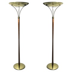 Pair of Flower Like Vintage Gerald Thurston Torchiere Floor Lamps